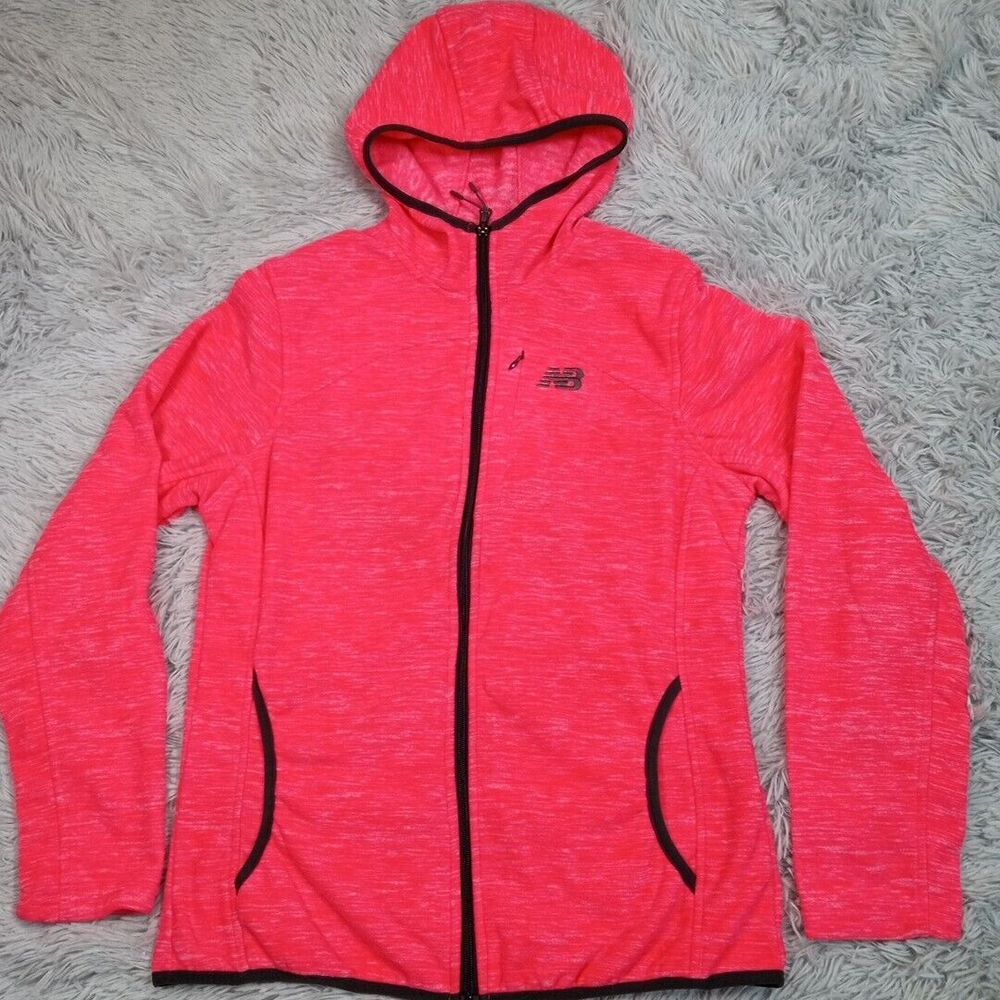 New Balance Sweatshirt Womens M Pink Hoodie Fleece Pockets Running Gorpcore